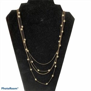 Multi Strand Goldtone Pearl Necklace